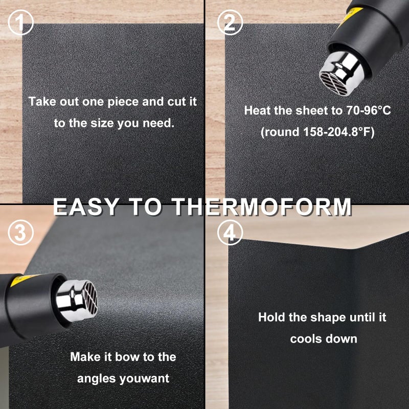 Kinlink Black ABS Plastic Sheet 8"" x 12""x 0.06"" Flexible Moldable Impact Strength and High Tensile 1/16"" Thick (1.5mm) Abs Sheet, Moldable Plastic DIY Materials for Home Decor and Handicrafts, 6 Pack - Image 5